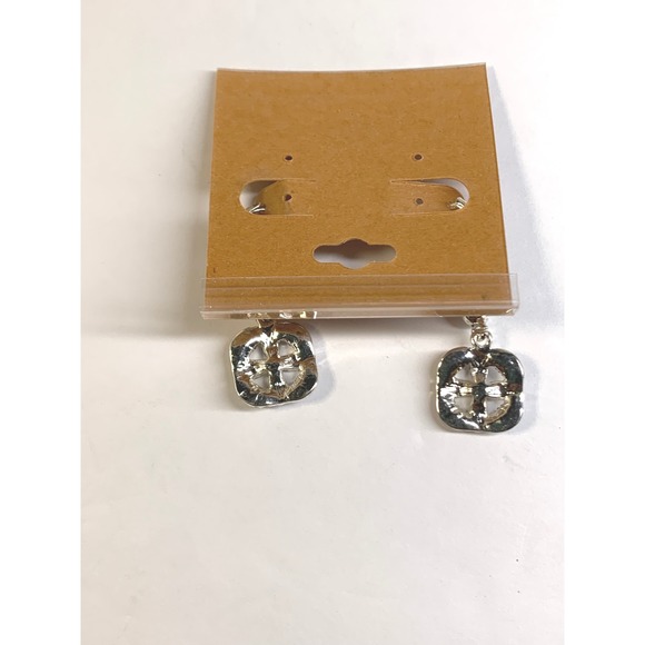 Silver Rhinestone Flower Leverback Earrings Sparkle Vintage Style Jewelry - Picture 6 of 7